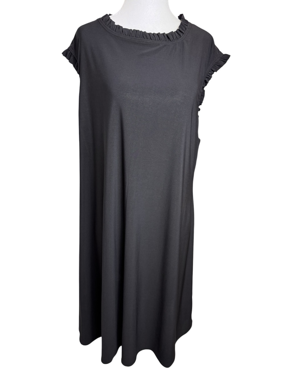 NWT Nicole Miller NY Black Ruffle Trim Sleeveless Dress 2X